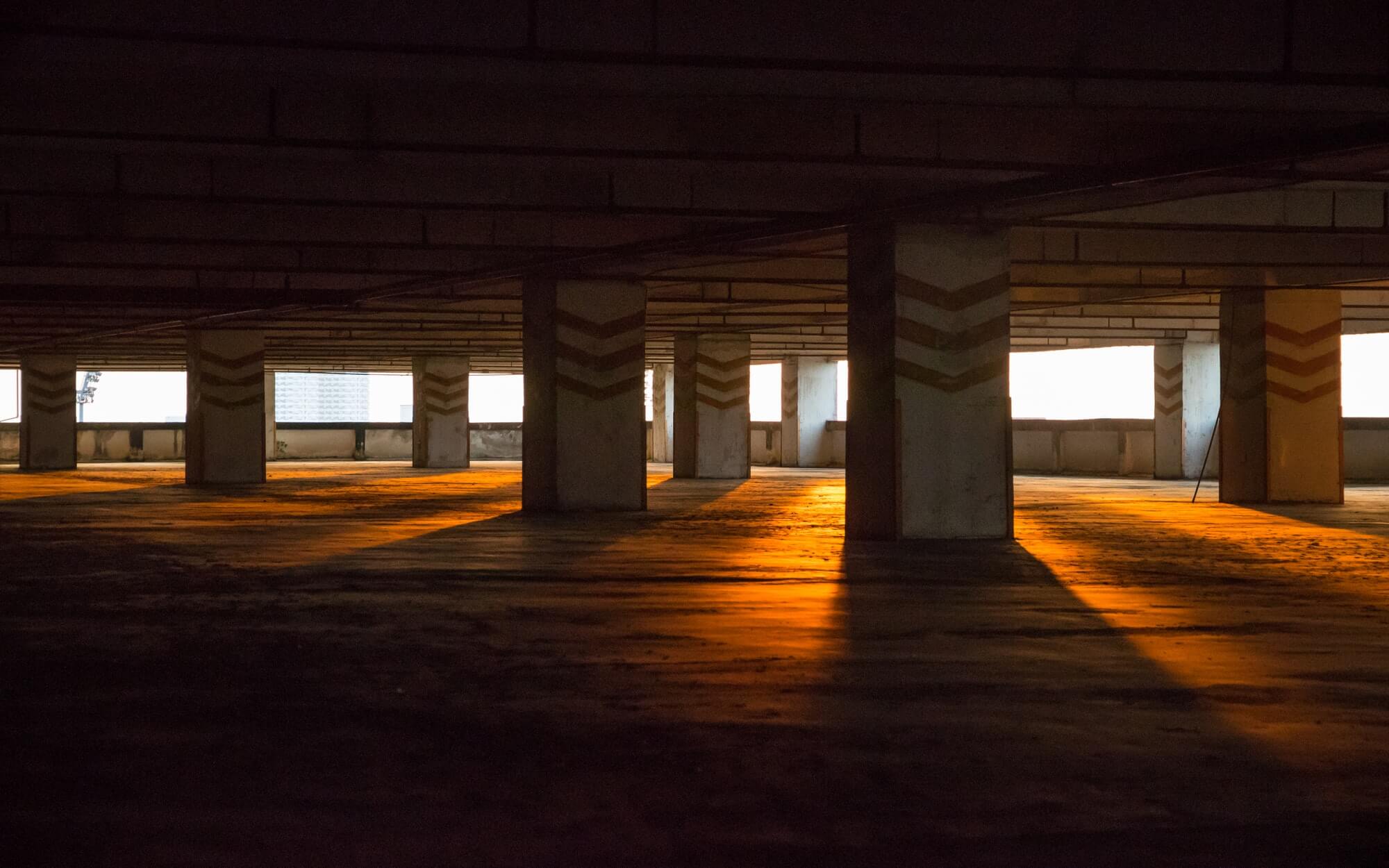 Columns in parking lot